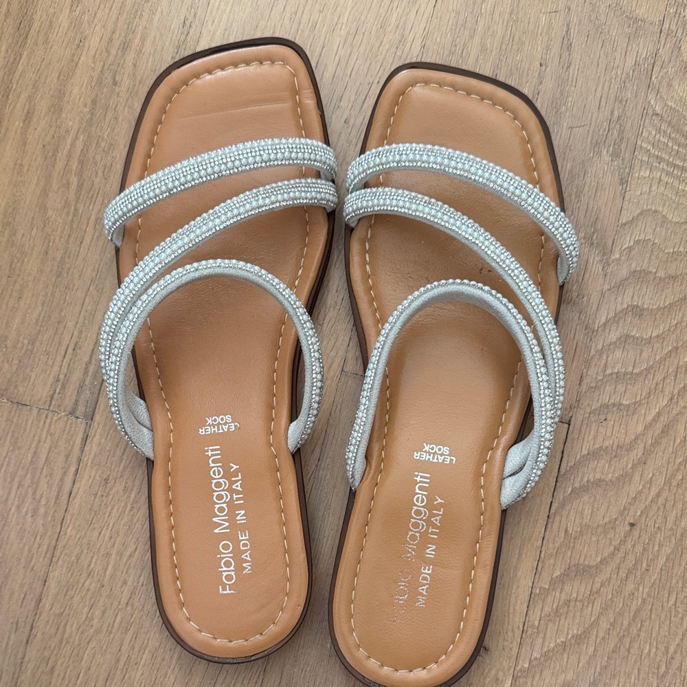 Fabio Maggenti Women’s Made In Italy Tan and Silver Women's Sandals